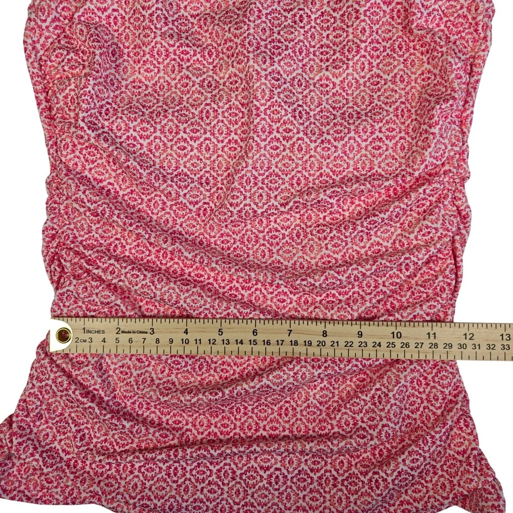 Talbots x Miraclesuit Pink Cabana Batik Geo Tankini Swim Top Only Size 6